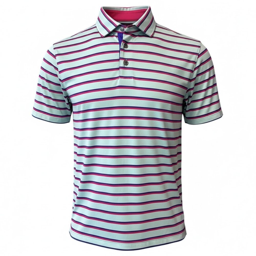Greyson Striped Performance Golf Polo Shirt Men's M
